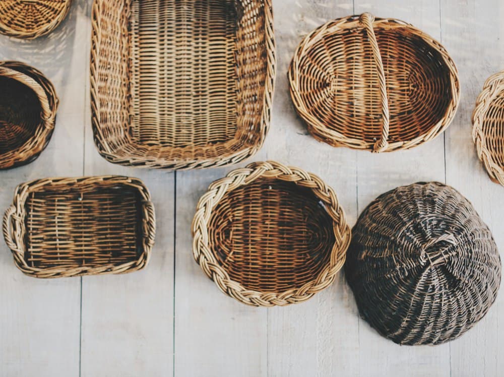 Handwoven seagrass baskets