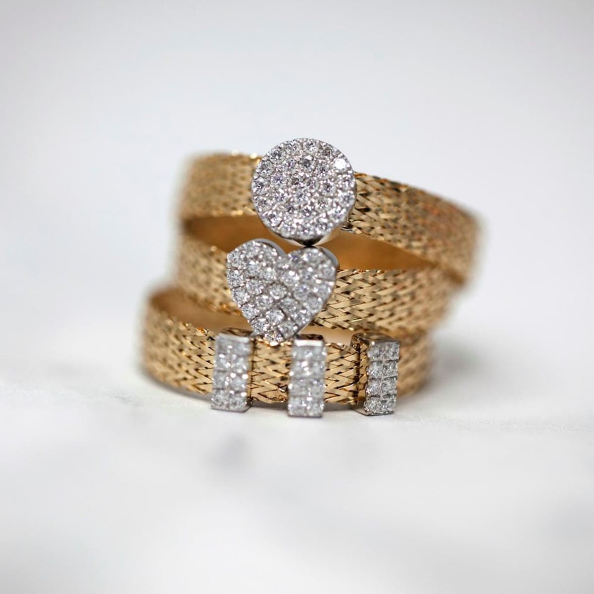 Trio Diamond Stack Ring, 18K